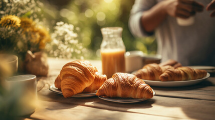 Gourmet Pleasures: Croissants and Morning Indulgence, Generative AI