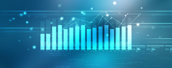 2d rendering Stock market online business concept. business Graph 
