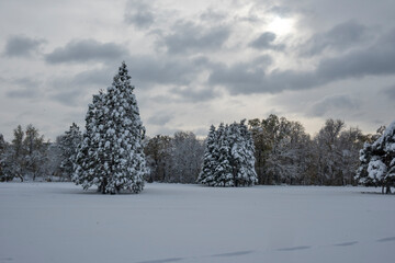 Winter view of South Park in city of Sofia, Bulgaria