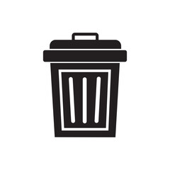 Trash can  icon symbol vector in solid  style on white background