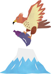 一富士二鷹三茄子の初夢イラスト