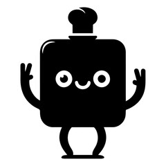 minimal Funny cartoon Character vector silhouette, silhouette, black color, white background 