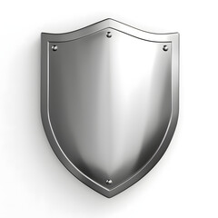 Shield, metal shield protection and security concept silver shield design minimal simple realistic armor. - obrazy, fototapety, plakaty