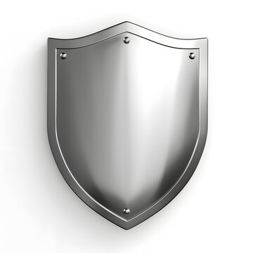 Shield, metal shield protection and security concept silver shield design minimal simple realistic armor.