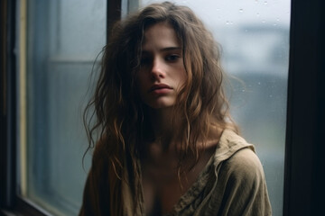 depression, the girl is sad and crying. generative ai.