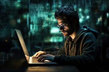 ai, business, engineer, network, technology, innovation, professional, artificial intelligence, developer, development. close up to software engineer, looking at laptop for find some error to fix it.