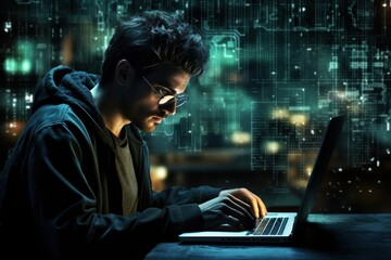 ai, business, engineer, network, technology, innovation, professional, artificial intelligence, developer, development. close up to software engineer, looking at laptop for find some error to fix it.