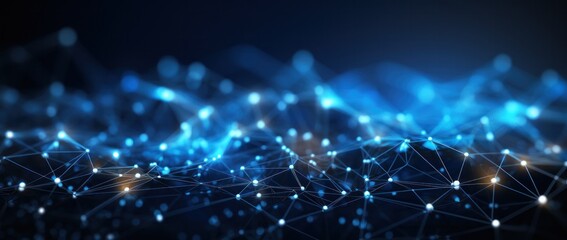 polygon, science, structure, tech, connection, futuristic, network, neural, connect, cyber. dynamic wave of particles and lines. abstract futuristic background. big data visualization. 3D rendering.