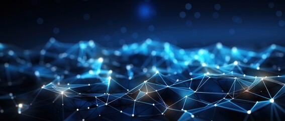 polygon, science, structure, tech, connection, futuristic, network, neural, connect, cyber. dynamic wave of particles and lines. abstract futuristic background. big data visualization. 3D rendering.