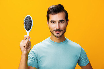 Loss man hair brushing studio comb hair