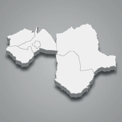 3d isometric map of Manyara is a region of Tanzania