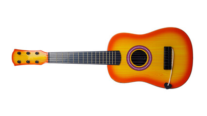 Acoustic guitar with strings for playing musical pieces, tuning the guitar