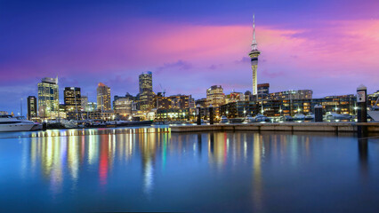 Fototapeta na wymiar Auckland city elevated viw at sunrise, New Zealand
