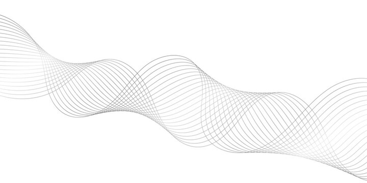 Abstract background with silver waves for banner. Medium banner size. Vector background with lines. Element for design isolated on white. Gold, metal, luxury. Holiday, celebration, card