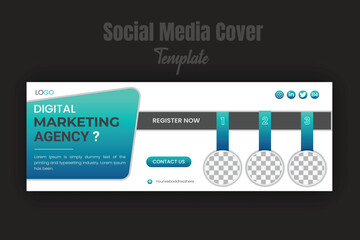 Best business marketing agency social media cover template suitable for similar landing page design, web banner or timeline cover graphic design with amazing abstract gradient color shapes