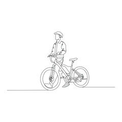 Obraz premium bicycle Single continuous line drawing. Trendy one line draw design vector illustration