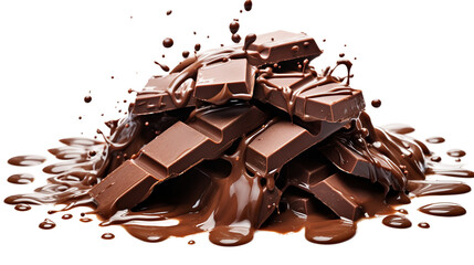 Overflowing Gourmet Chocolate Isolated on a transparent background