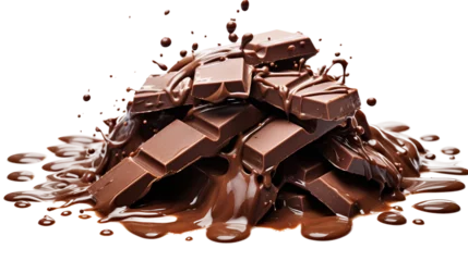Foto op Aluminium Overflowing Gourmet Chocolate Isolated on a transparent background © Taufiq