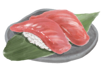 水彩の寿司_マグロ01_2