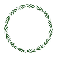 Circle floral green eucalyptus twigs, drawn frame vector illustration. Hand drawn wreath leaves.