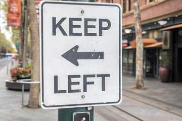 United States traffic sign: Keep left