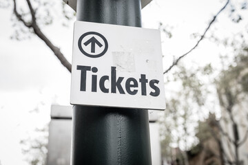 the tickets sign at tram train station