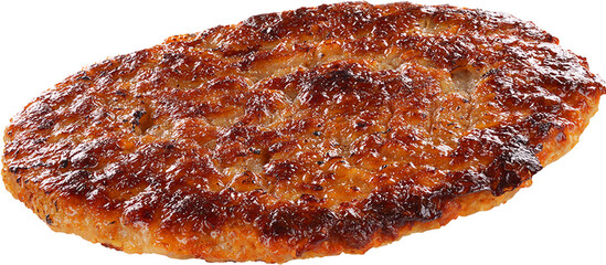 Close up view isolated patty on plain background suitable for your element project.