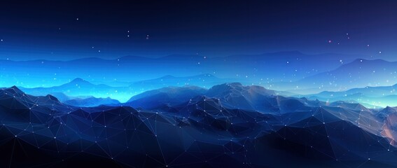 Obraz premium polygon, science, structure, tech, connection, futuristic, network, neural, connect, cyber. dynamic wave of particles and lines. abstract futuristic background. big data visualization. 3D rendering.
