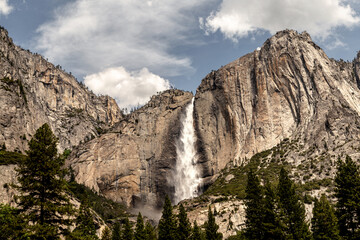 Gazing up at Yosemite fall at Yosemite National Park