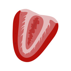 Flat vector illustration of a strawberry in a cut.