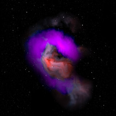 Star field voyage with cosmic space nebula, digital art illustration work