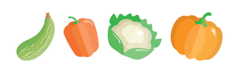 Ripe Vegetables and Garden Crop Flat Icon Vector Set