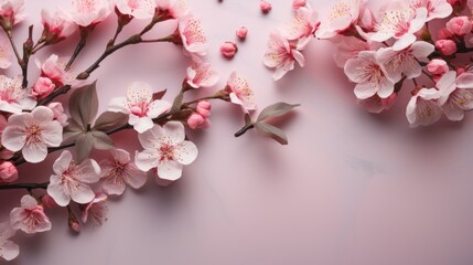 Multi cherry blossom on pink background