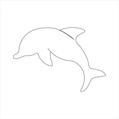 Kussenhoes Continuous one line dolphin drawing art design © Shamima