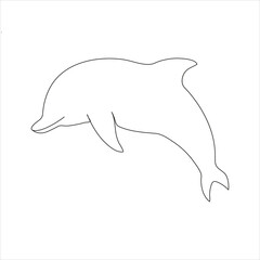 Continuous one line dolphin drawing art design