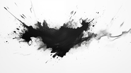 a black paint splatter on a white background - obrazy, fototapety, plakaty