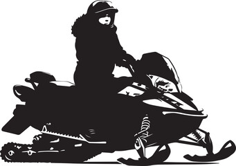 silhouette of a snowmobile girl vector