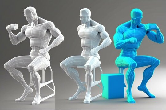 3D figure doing exercises. Generative AI