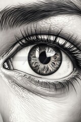 Realistic eyes pencil drawing style close up shot,Generater by AI . High quality photo