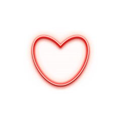 Heart red with flashes isolated on transparent background. Light heart for holiday cards, banners, invitations. Concept love. Neon heart glowing. PNG image