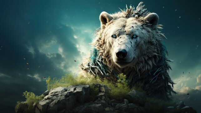 Fantasy image with a polar bear