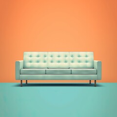 A minimalist poster of a white couch