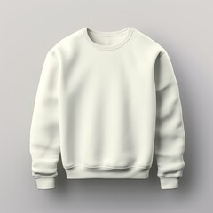 a white crew neck sweatshirt, in the style of matte photo, flat areas of color, high-key lighting, realistic, detailed rendering 