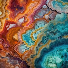 This photograph showcases the vivid colors and unique patterns of a mineral deposit found in Yellowstone. The intricate layers and vibrant hues offer a glimpse into the geological wonders that exist w