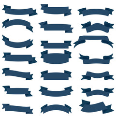 blue ribbon icon  template set of 21. Vector set ribbons. ribbon elements. tape vector icon set on white background.