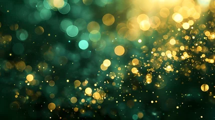 Poster Golden Bokeh on Emerald Green Abstract Background © Mauro