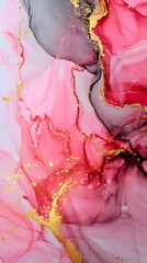 Luxurious Marbled Pink Petal Swirls with Golden Accents