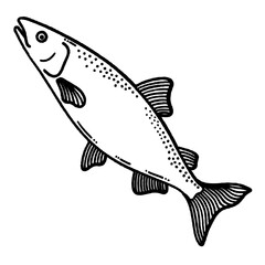 svg sea fish doodle element set