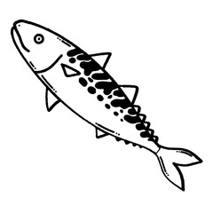 svg sea fish doodle element set