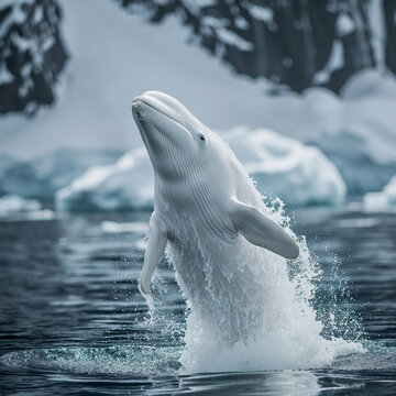 Beluga Whale Breaching Icy Waters 
